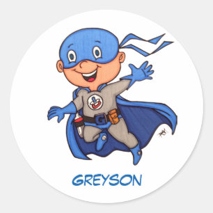 Superherobabyklistermärkear Runt Klistermärke