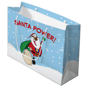 Superheroen svart Santa driver gåvan hänger lös