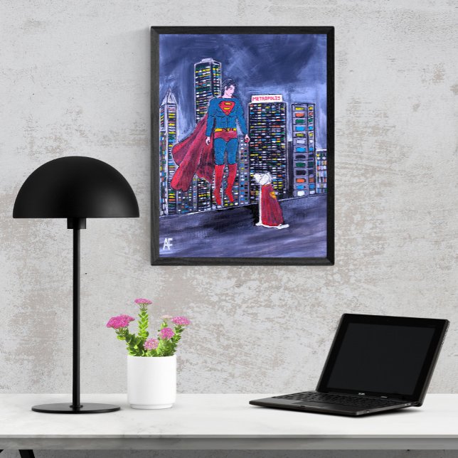 Superheroes Best Friend Painting av Alfred Fox Canvastryck (Not Actual Size)