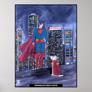 Superheroes Best Friend Painting av Alfred Fox Poster
