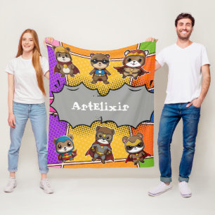 Superheroes Cute Kawaii Gopher Prints Fleecefilt