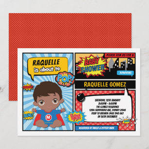 Superheroes för Superheropojkedusch/humorbok Inbjudningar