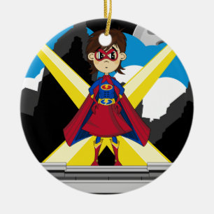 Superheroflicka på Rooftop Julgransprydnad Keramik