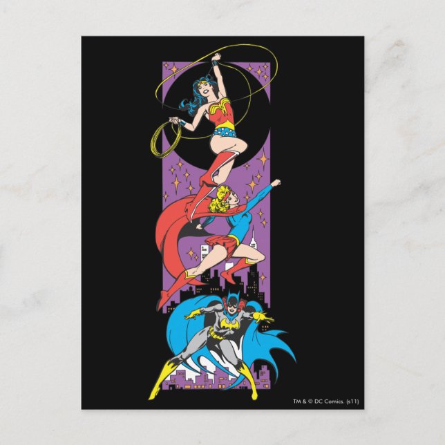 Superheroiner i aktion vykort (Framsida)