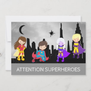 *~* SUPERHEROS Children Födelsedagsfest Inbjudningar