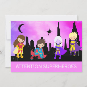 *~* SUPERHEROS Childrens Födelsedagsfest Inbjudningar