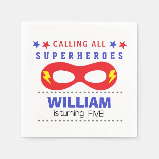 Superheros Party Grattis på födelsedagen Pappersservett (Framsidan)