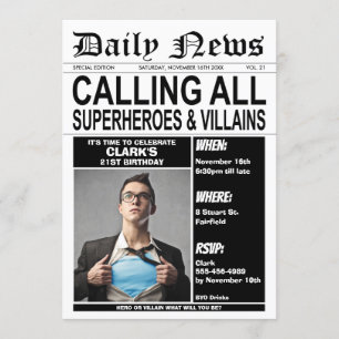 Superhjältar eller Födelsedagsfest i Villains Inbjudningar