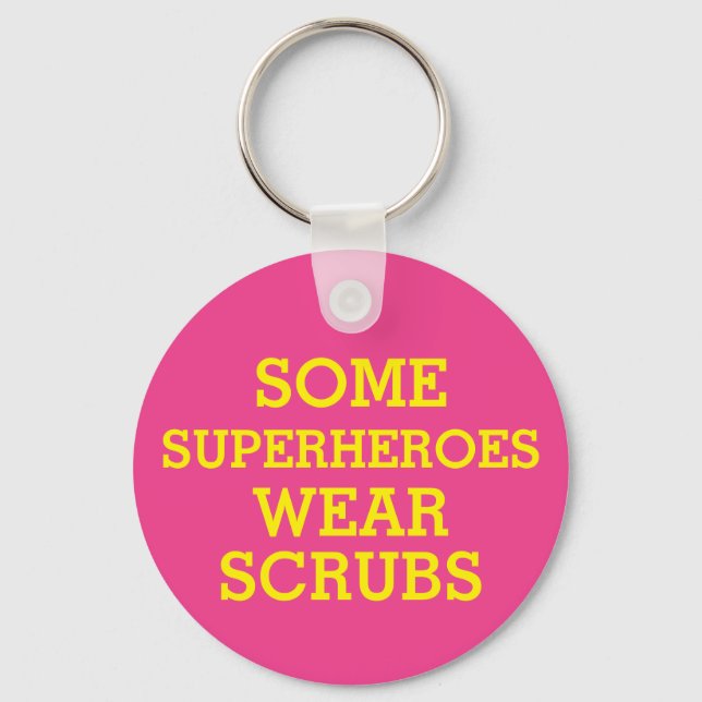 Superhjältar i Scrubs Button Nyckelring (Framsida)