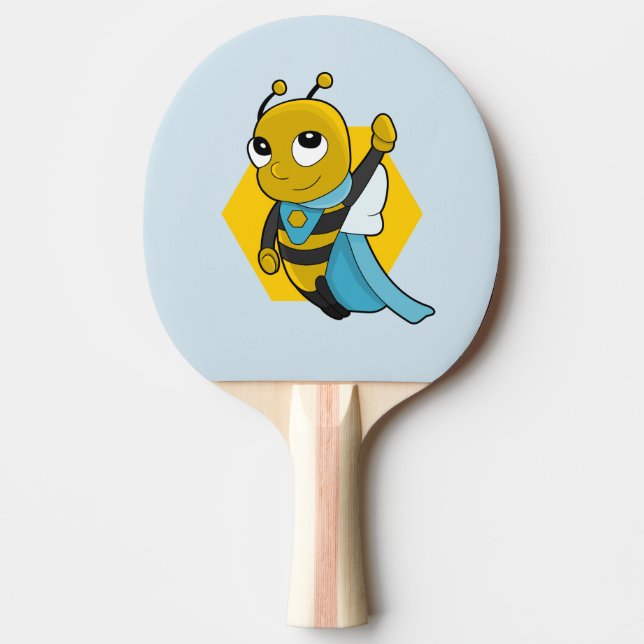 Superhjälte bin tecknad ping pong paddle pingisracket (Framsidan)