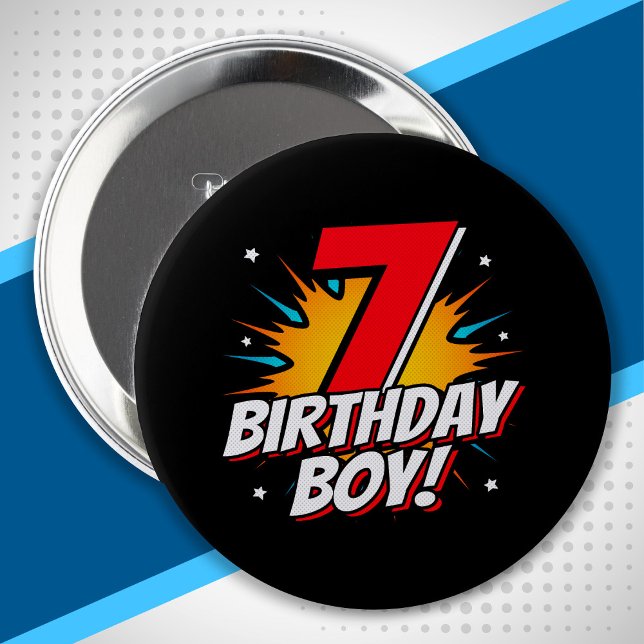 Superhjälte Birthday Boy - 7 Ålder - 7:e-födelseda Knapp (Skapare uppladdad)