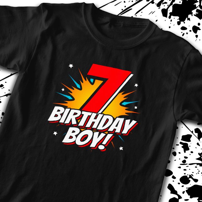 Superhjälte Birthday Boy - 7 Ålder - 7:e-födelseda T Shirt (Skapare uppladdad)