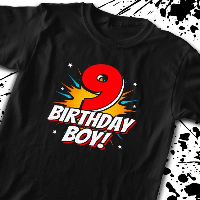 Superhjälte Birthday Boy - 9 Ålder - 9:e födelseda T Shirt (Skapare uppladdad)