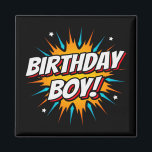 Superhjälte Birthday Boy Tecknads Roligt Kids Teck Magnet<br><div class="desc">Den här coola tecknaden är bok hjälte-födelsedagsdesignen perfekt för en superhjälte-födelsedagsfest. Underbar för pojkar i alla åldrar som kärlek tecknad bok superhjältar eller skurkar med supermakter! "Birthday Boy!" citerar grattis på födelsedagen i ett tecknad bok superhjälte-tema att toppen födelsedagspojken kommer att KÄRLEK!</div>
