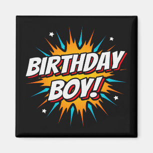 Superhjälte Birthday Boy Tecknads Roligt Kids Teck Magnet