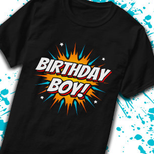 Superhjälte Birthday Boy Tecknads Roligt Kids Teck T Shirt