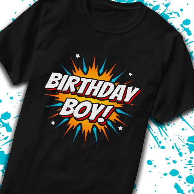 Superhjälte Birthday Boy Tecknads Roligt Kids Teck T Shirt (Skapare uppladdad)