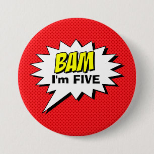 Superhjälte Birthday Button - Red Dot - Editable A Knapp