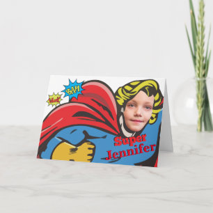 Superhjälte Birthday Girl Tecknad ⚡ Speciell Kid Kort