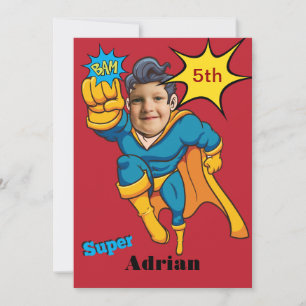 Superhjälte 🦸 Birthday Photo Template Anpassnings Inbjudningar