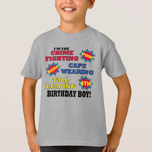 Superhjälte Birthday - roligt tecknad bok fyller å T Shirt (Framsida)