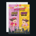 Superhjälte Birthday Sister Rosa Gult Joint Party Inbjudningar<br><div class="desc">Superhjälte,  inbjudan till Rosa Gult på födelsedagskorgen! Perfekt för alla åldrar,  ändra bara texten till kostym till party. Bakåtskriften ingår.</div>