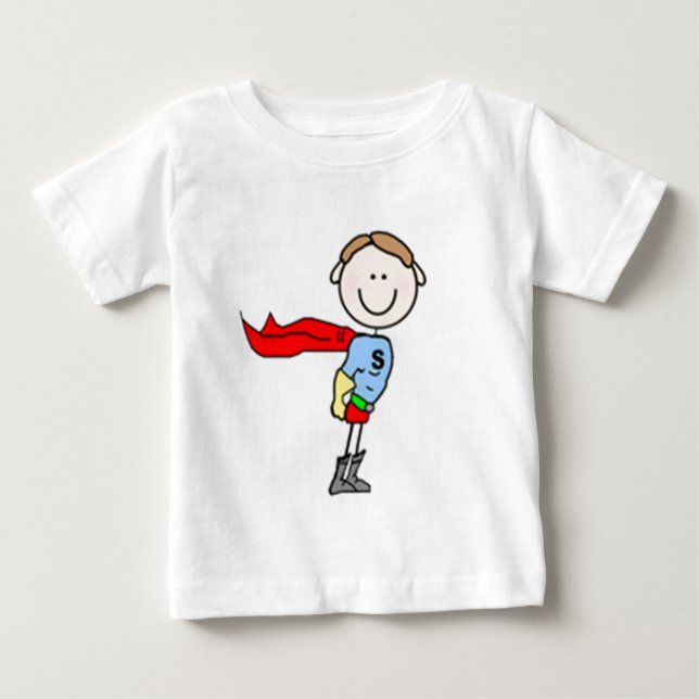 Superhjälte Boy Stick figur Tee Shirt (Framsida)