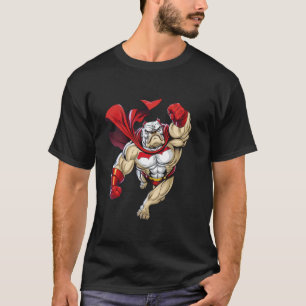 Superhjälte Bulldog Röda Cape Super Hjälte Hund T Shirt