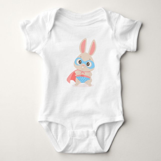 Superhjälte Bunny Rabbit Baby Sleeper Bodykostydrä T Shirt (Framsida)
