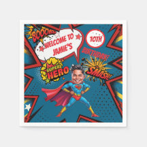 Superhjälte Caricature Action-Packed Boys Birthday