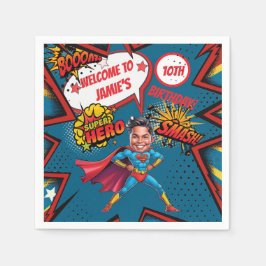 Superhjälte Caricature Action-Packed Boys Birthday Pappersservett