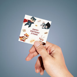 Superhjälte Djur Söt Födelsedagsfest Djur Barn Fyrkantigt Klistermärke