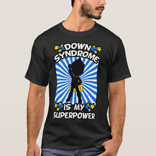 Superhjälte Downs syndrom Medvetenhet Kromosom Sup T Shirt (Framsida)