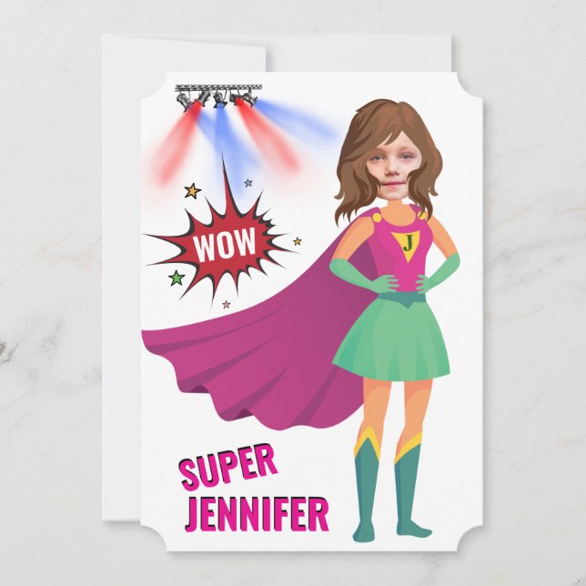 Superhjälte Fantastisk Unik Fantastisk Birthday Inbjudningar (Framsida)
