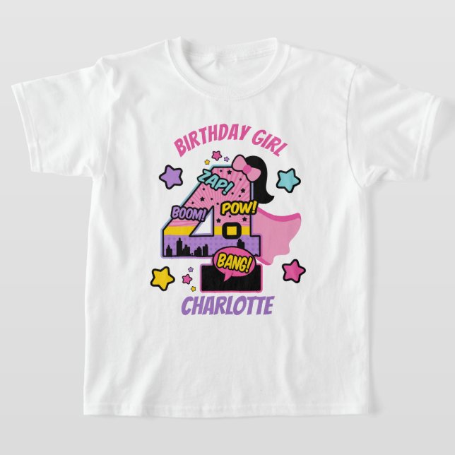 Superhjälte Fjärde födelsedag 4:e Toppen T Shirt (Laydown)