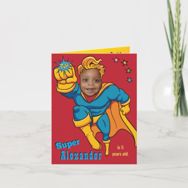 Superhjälte Flies Photo Specialized Birthday Kort (Framsida)