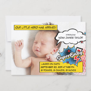 Superhjälte, födelseattest, SuperBABY blått Meddelande
