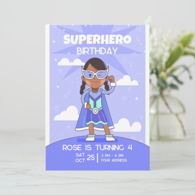 Superhjälte födelsedag, Girls Birthday Inbjudningar (Stående Fram)