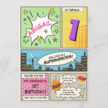 superhjälte födelsedag Tecknad Vintage flicka