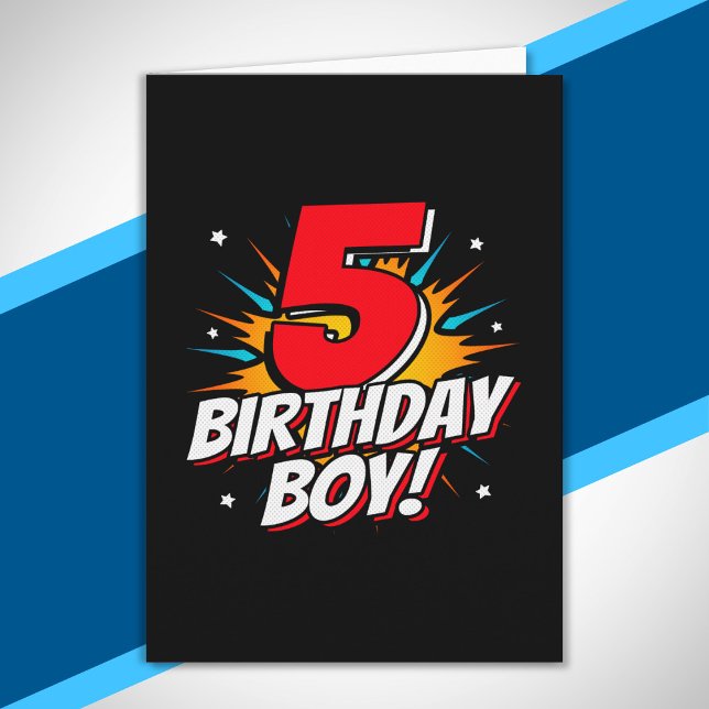 Superhjälte Födelsedags Pojke - 5 År Gammal - 5-år Kort (Skapare uppladdad)