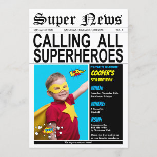Superhjälte Födelsedagsfest Toppen Hero Boy Flickf Inbjudningar