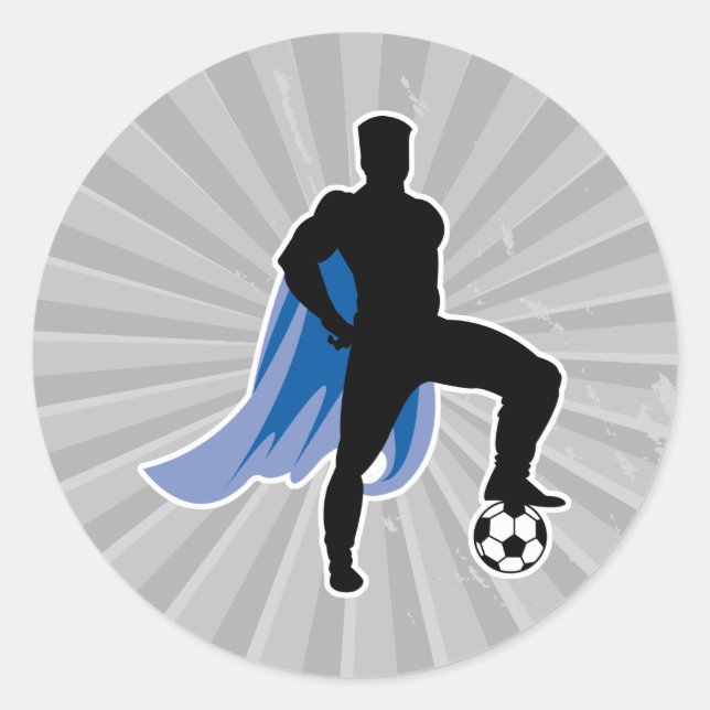 superhjälte fotbollsspelare runt klistermärke (Framsida)