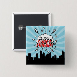 Superhjälte Friend Tecknad Valentine Button Knapp