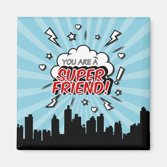 Superhjälte Friend Tecknad Valentine Magnet (Framsidan)