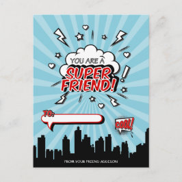 Superhjälte Friend Tecknad Valentine Postcard Helg Vykort