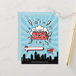Superhjälte Friend Tecknad Valentine Postcard Helg Vykort