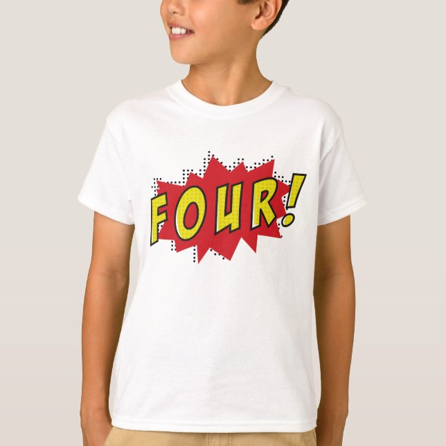 Superhjälte fyra år gamla party-pojkar t shirt (Framsida)
