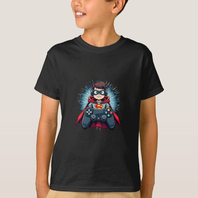 Superhjälte Gamer Boys T-Shirt - Släpp loss ditt i (Framsida)