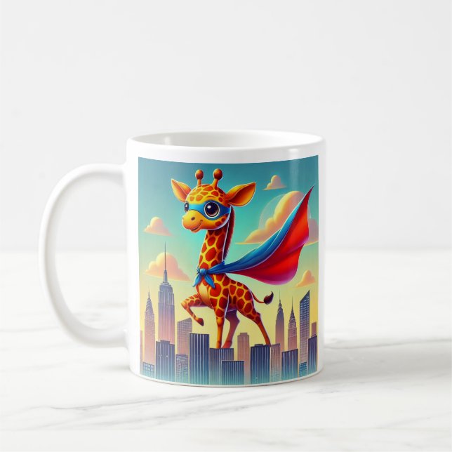 Superhjälte Giraffe Anpassade Kaffemugg (Vänster)