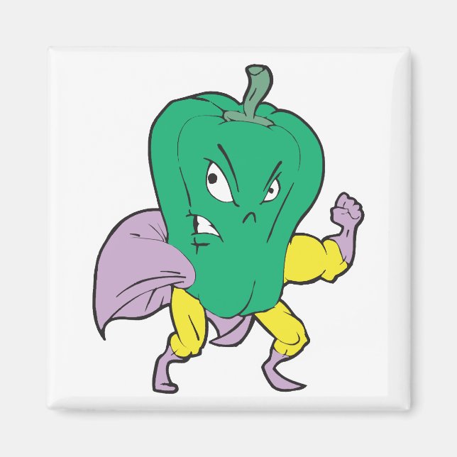 superhjälte grön paprika seriefigur magnet (Framsidan)